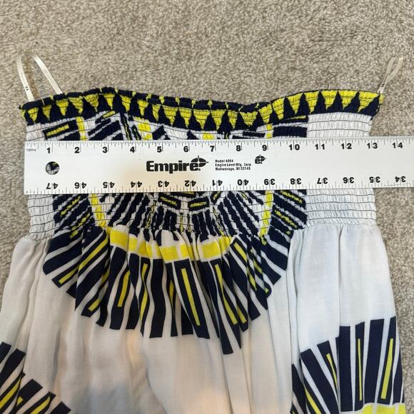 large strapless circular abstract print smocked maxi sun dress D2 2995 - Picture 4 of 10